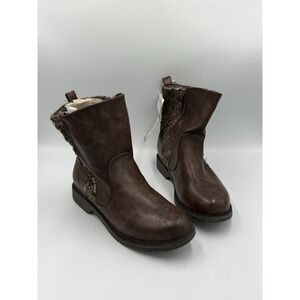 Muk Luks Water Resistant Booties Women's 10 Dark Brown Memory Foam Style 16428